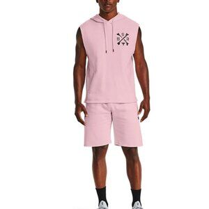 Under Armour Men's Project Rock CC Fleece Shorts 1357200-643 Rosewater/Black NWT